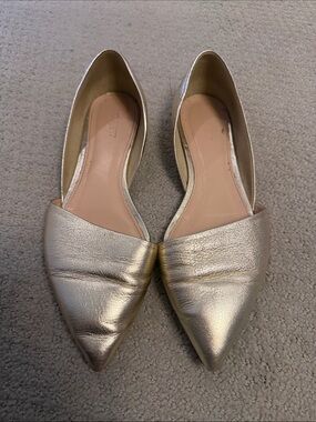 J. Crew Metallic Gold Pointed Toe Flats